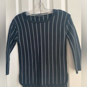 rag & bone Black and White Striped Crew Neck Sweater